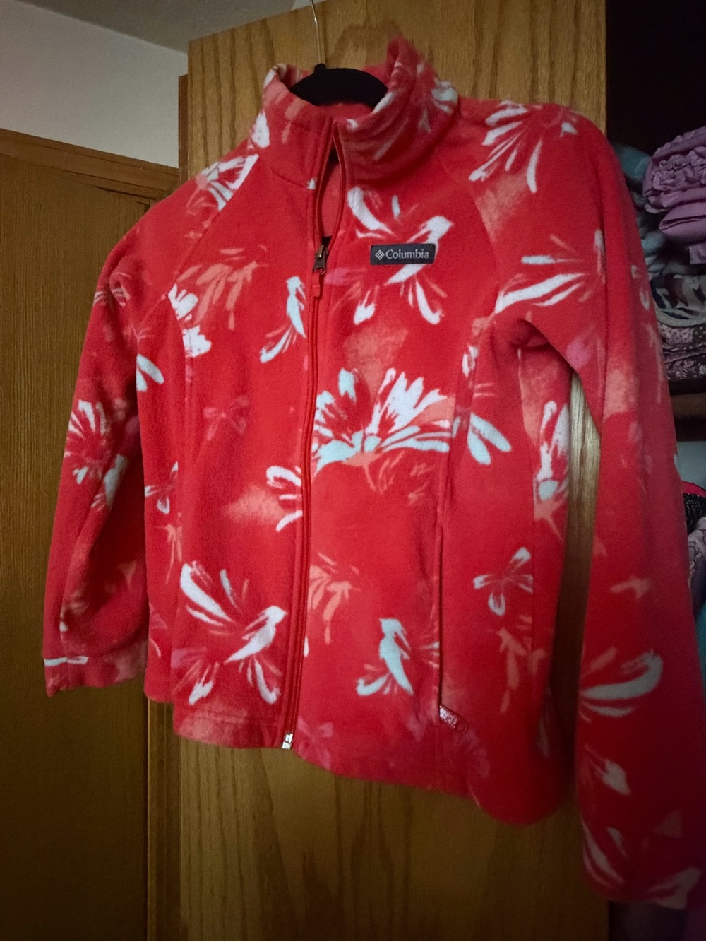 Columbia Red & White Floral Kids' Fleece Jacket